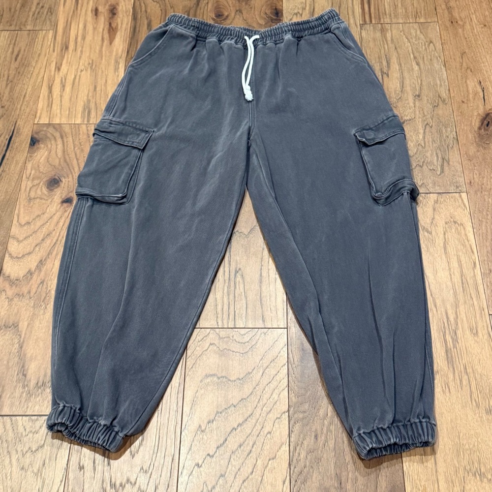 Sage + Fig Womens Gray Cargo Jogger Pants Elastic Waist Drawstring Size M